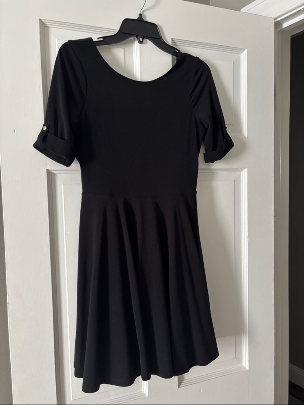 Express Black Scoop-Neck Fit & Flare Mini Dress